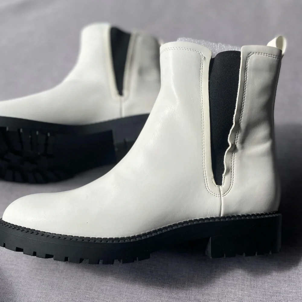 ZBY Women's Lug Sole Platform Ankle Boots Chelsea Size 10